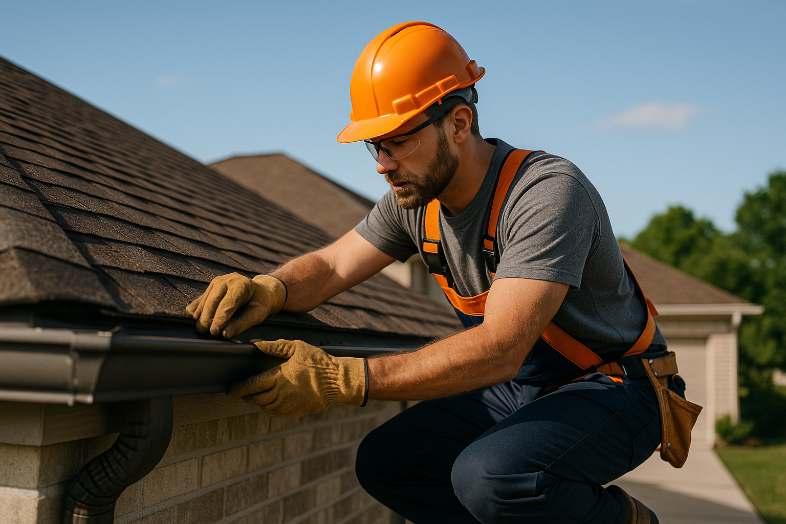 Editorial illustration depicting roof inspection after spring storms new braunfels
